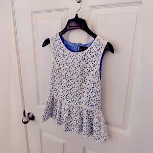 Forever 21 white lace top with blue backing size small